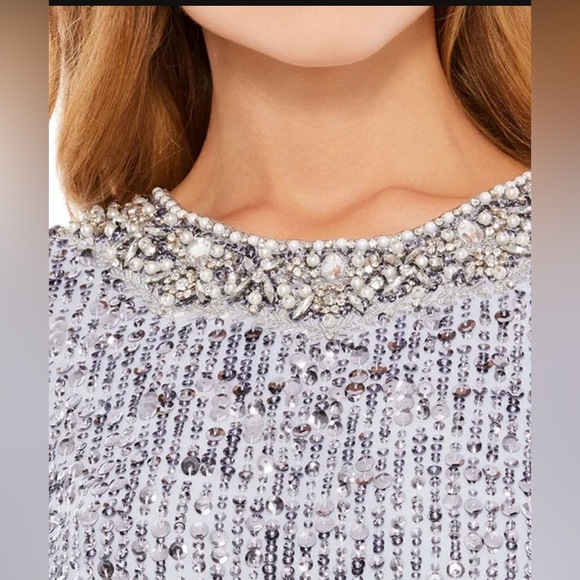 ⭐️⭐️ MAC DUGGAL EMBELLISHED SLEEVELESS HIGH NECK MIDI DRESS NWOT 10 - Picture 4 of 13